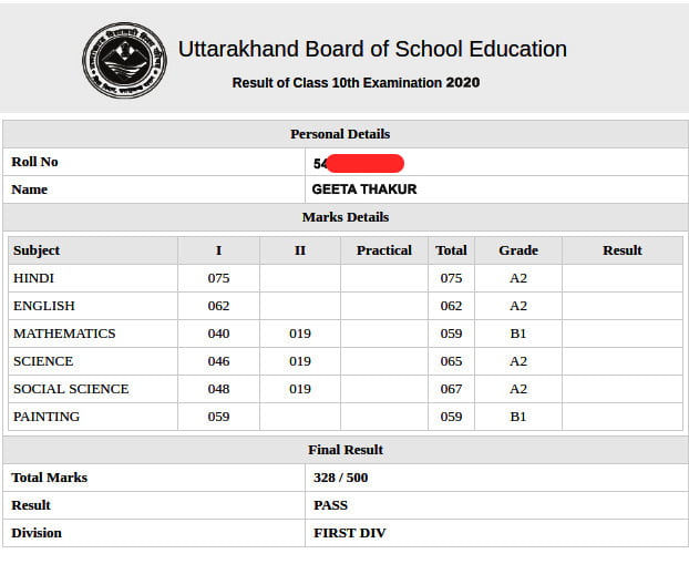 Uttarakhand Board UBSE 10th/12th Result 2020 @uaresults.nic.in